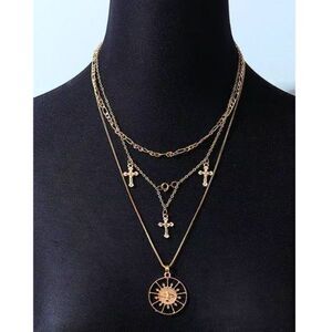 14k Gold Necklace Layered, Pendant Necklace, Gift for Mom, Necklace for Girls